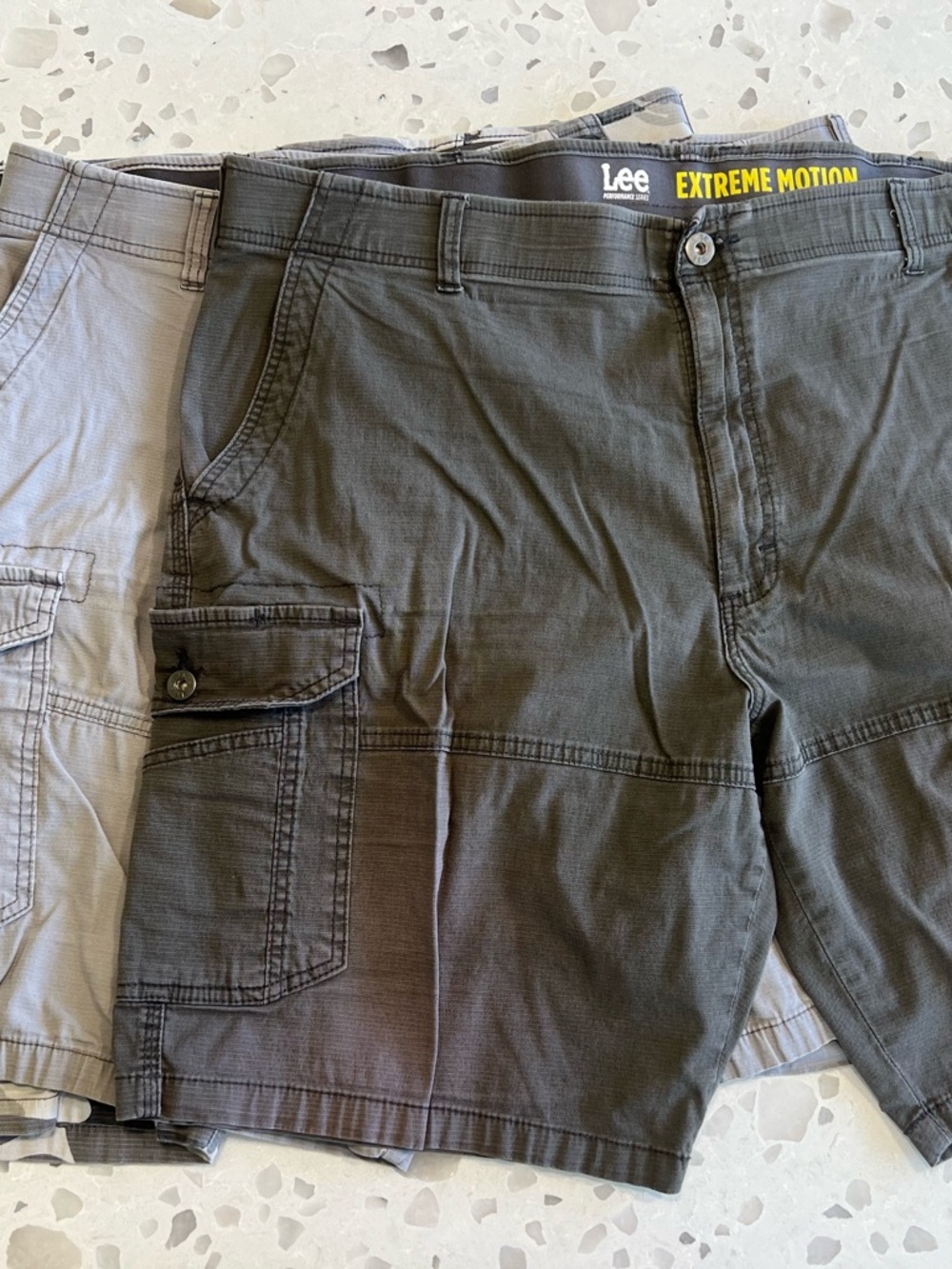 Lee Men’s Extreme Motion Cargo Shorts - 3 pair - Camo, Silver & Dark Charcoal